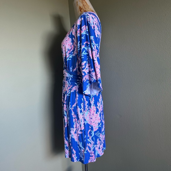 Lilly Pulitzer Pink and Blue Patterned women’s Dress w/attached shorts Sz M - Picture 4 of 9